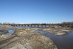 UP 8716, UP 5029, UP 4473, CN 8936, and UP 6893 bring a manifest train east over the Platte River